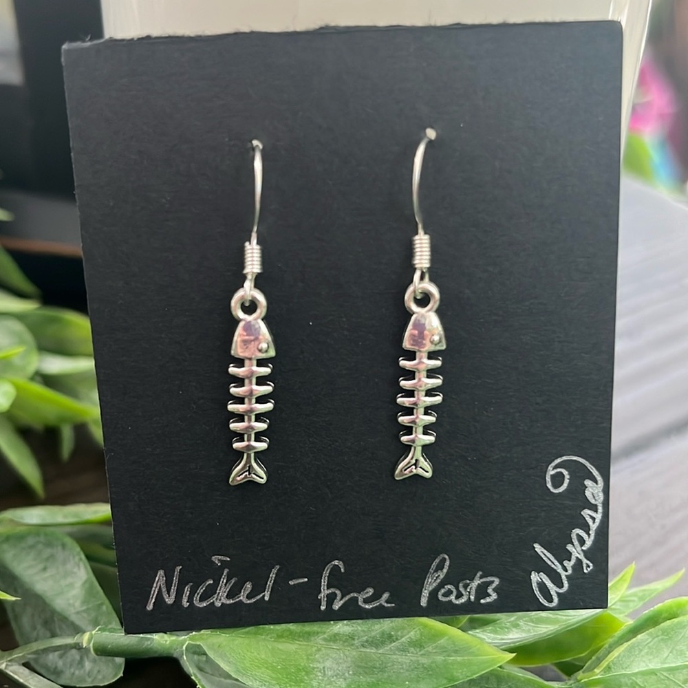 Handmade fish bone earring